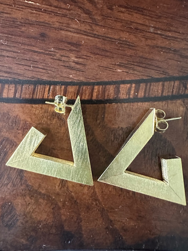 Sheila Fajl- Gold Geometric V-Shape Stud Earrings - Women Jewelry